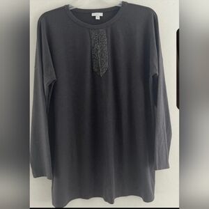 J.jill Women's Top Size Large Long Sleeve Crew Decoration Neck